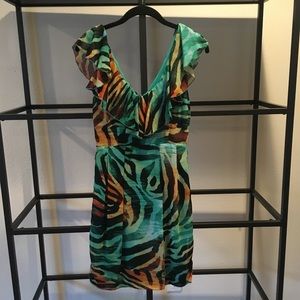 Teal/Orange Tiger Print Dress